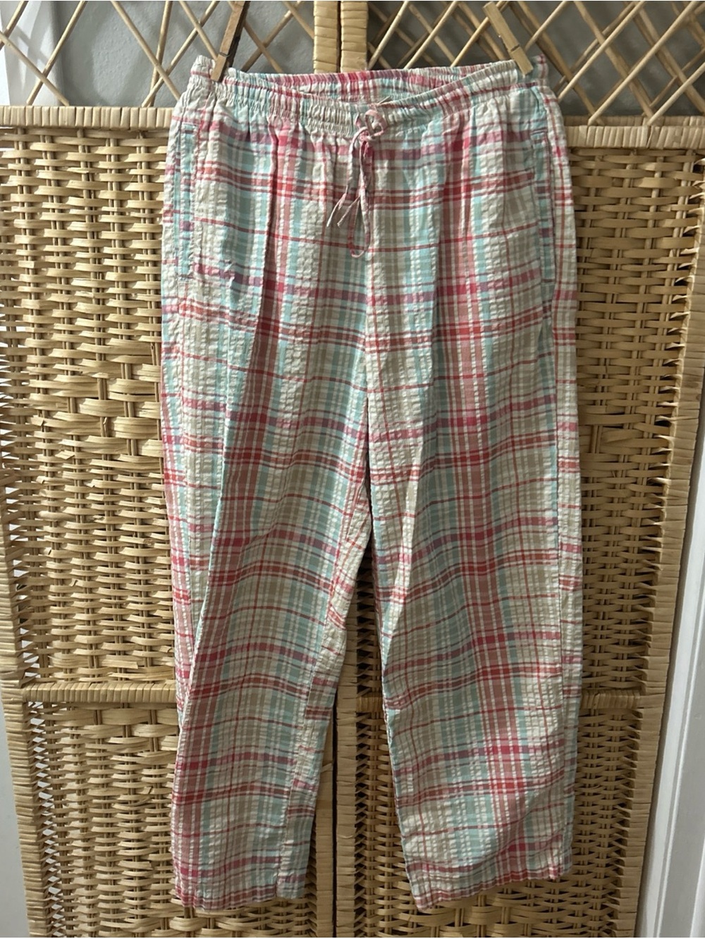Vintage Boca Bay Ladies Plaid Drawstring Pant Size Med Petite